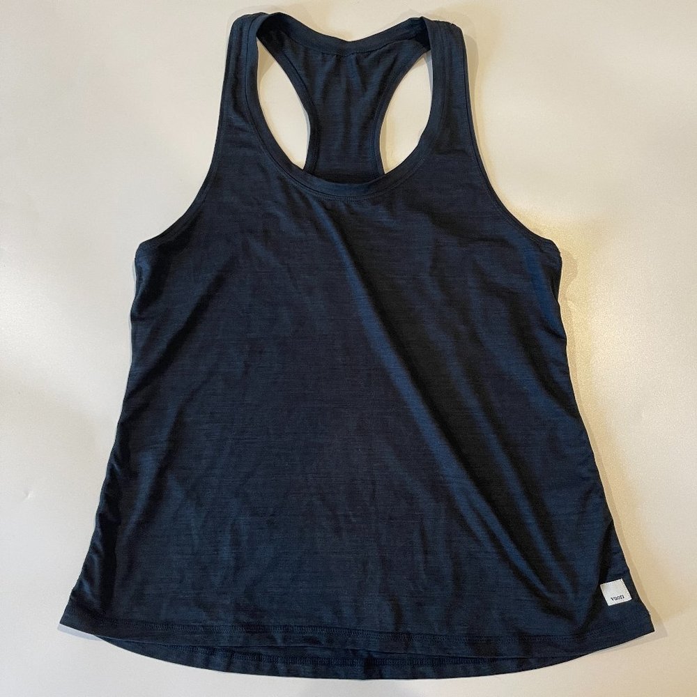 Vuori Large Lux Performance Tank Top Racerback Ink Heather Blue Workout